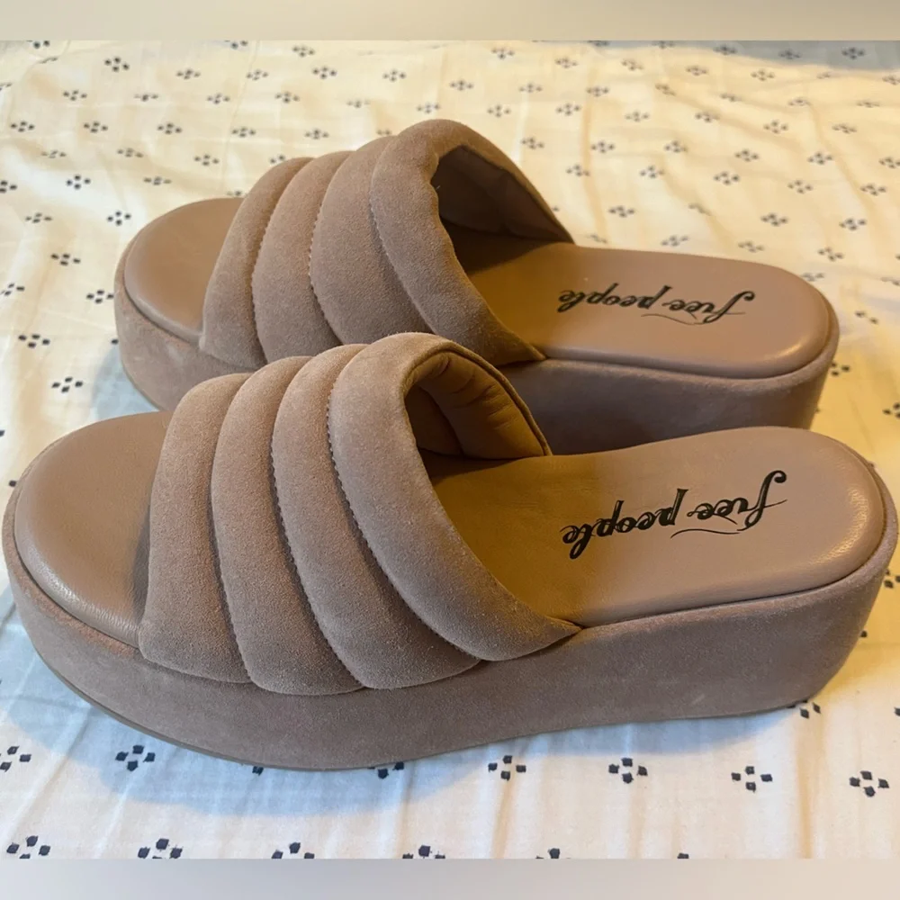 Free People Almost Paradise Platform Sandals in Tan/Beige - Size 38 / US 8-8.5 - Picture 6 of 7